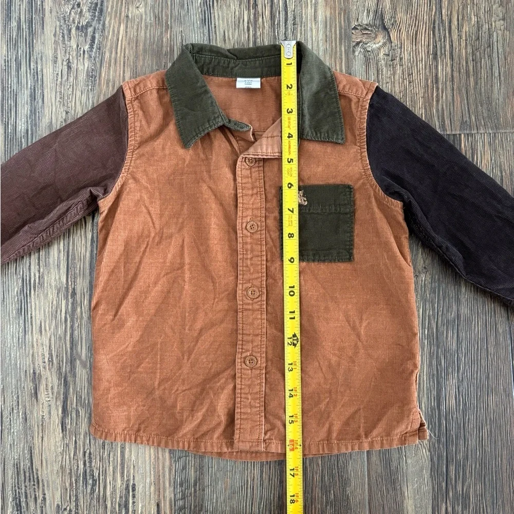 Baby Gap Colorblock L/S Corduroy Button-Up Collared Shirt Size 2T Holiday Brown